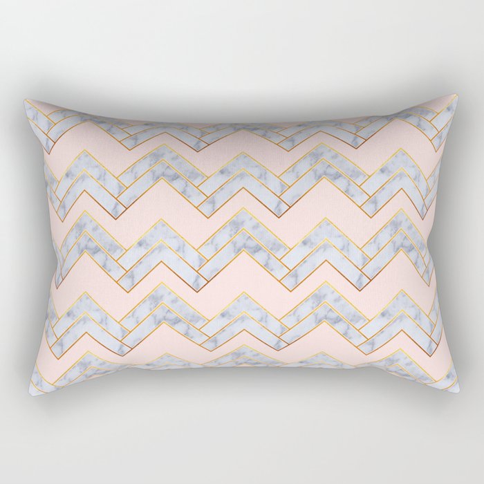 Art Deco Chevron PinkMarble Rectangular Pillow by Mia Valdez Society6