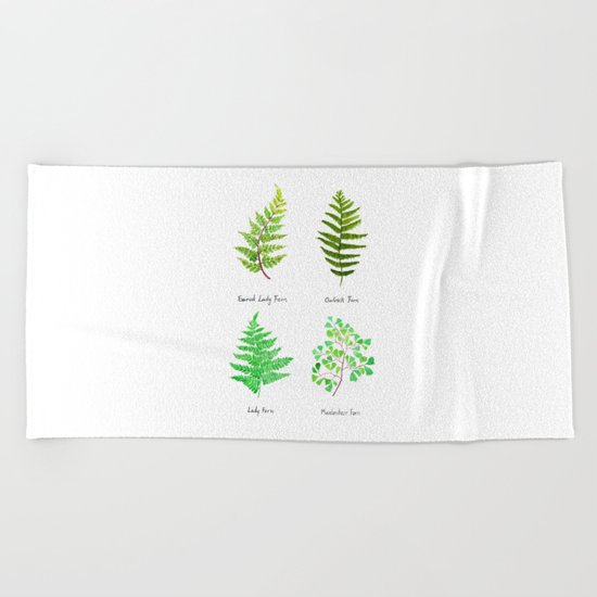 fern collection watercolor Beach Towel