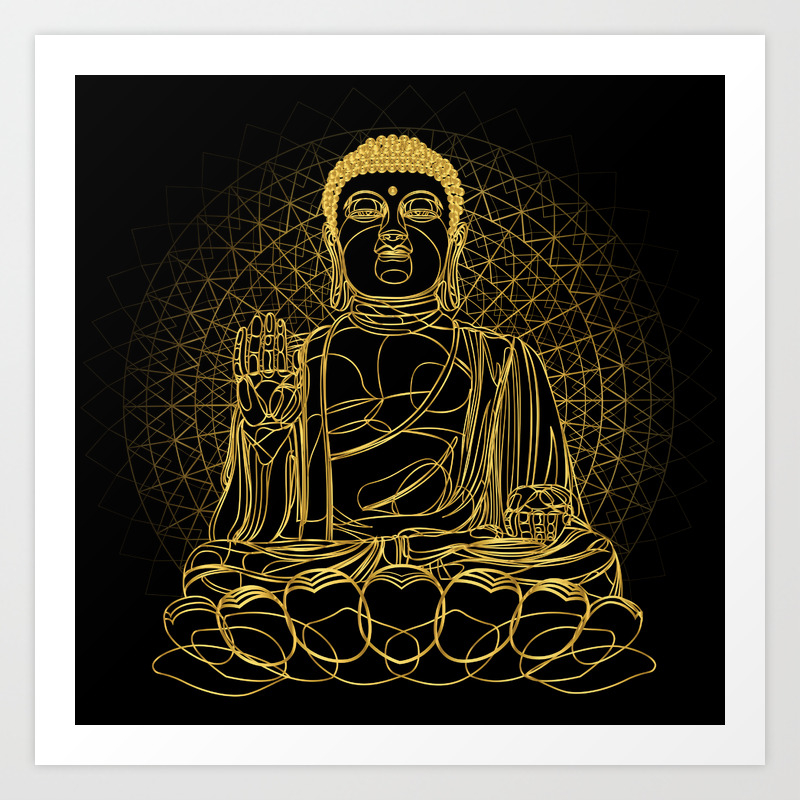Golden Buddha On Black Art Print By Ivanalexisdesign Society6