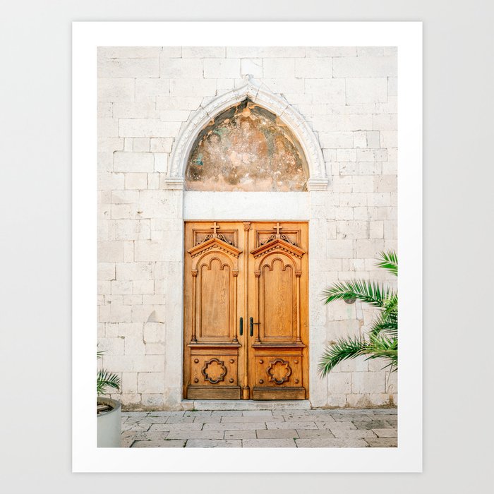 The wooden door of Sibenik Croatia, Fine art travel front door photography  print, Pastel tones Art Print by raisazwart - fine art travel photography