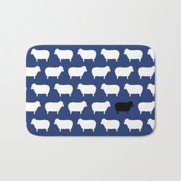 Black Sheep Pattern Blue Bath Mat | Sheep, Blacksheep, Blue, Pattern, Dianasweater, Digital, Sheeppattern, Graphicdesign, Blacksheepsweater, Black And White 