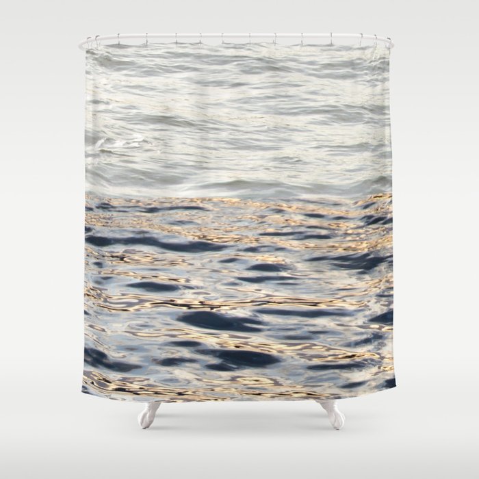 Silver to Blue and Gold | Gold Shower Curtain