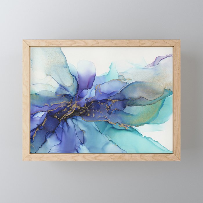 Electric Waves Violet Turquoise - Part 4 Framed Mini Art Print