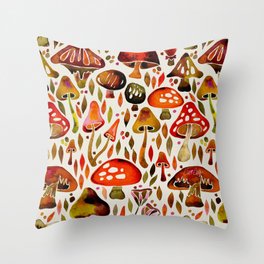 Mushroom Magic – Autumn Palette Throw Pillow
