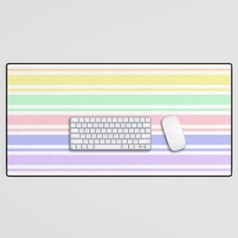 Pastel Rainbow Stripes Desk Mat