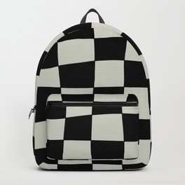 Hand Drawn Checkerboard Pattern (black/cream) Backpack | Warp, Tan, Cream, Checked, Sand, Modern, Large, Taupe, Checkered, Check 