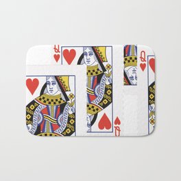 RED QUEEN OF HEARTS CASINO PLAYING CARDS Bath Mat | Redhearts, Redcurtains, Photo, Ink, Digital Manipulation, Gambling, Redcoffeecups, Queenofhearts, Digital, Pattern 
