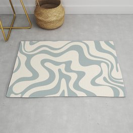 Liquid Swirl Abstract Pattern in Light Blue-Gray and Cream Area & Throw Rug