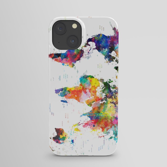 world map political watercolor 2 iPhone Case