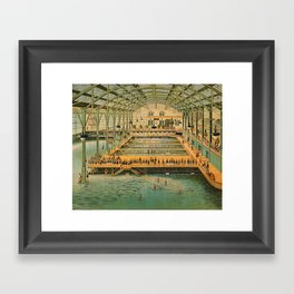 Sutro Baths Seal Rock Victorian San Francisco Bay Public Bath House Pool with Vintage Swimsuits 1885 Framed Art Print