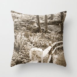 Oregon Coast Forest Sepia Throw Pillow