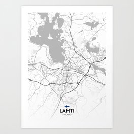 Lahti, Finland - Light City Map Art Print