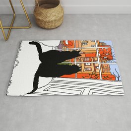 Window Cats Spring Morning Silhouette Rug