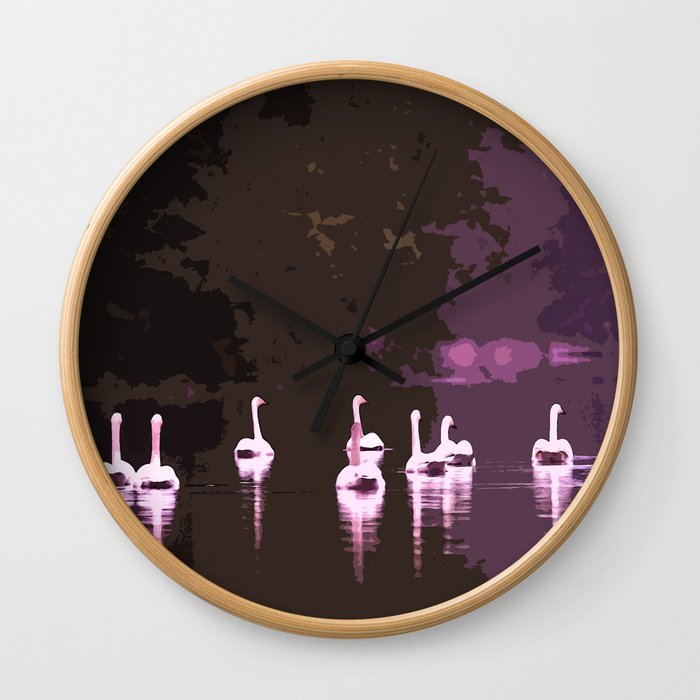 Beautiful reflection in the lake surface - shades of light pink to dark #decor #society6 #buyart Wall Clock