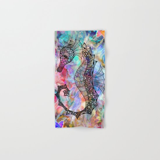 Drawn Seahorse on Colors Hand & Bath Towel