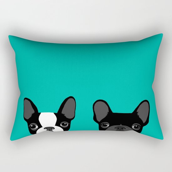 Boston Terrier and French Bulldog Rectangular Pillow