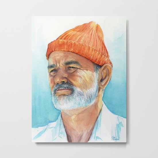 Bill Murray as Steve Zissou Portrait Art Metal Print