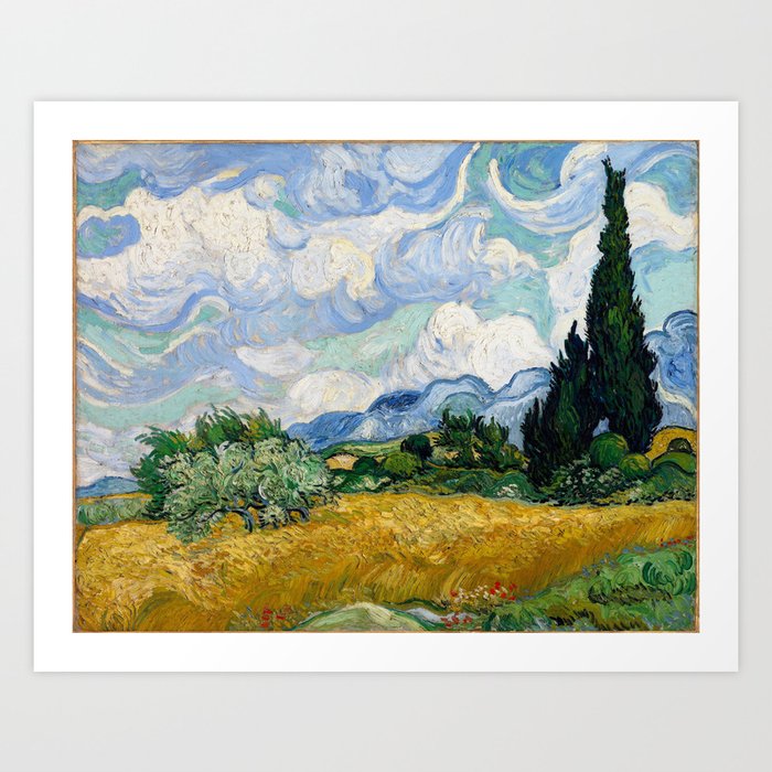 Wheat Field with Cypresses Art Print