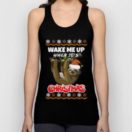 Wake Me Up When It's Christmas Sloth Tank Top