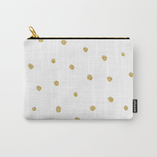 Golden touch I - Gold glitter small polkadots pattern- Confetti on #Society6 Carry-All Pouch
