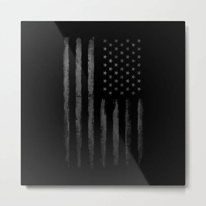 Grey Grunge American flag Metal Print