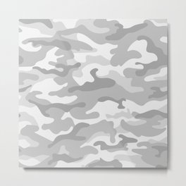Camouflage Grey And White Metal Print