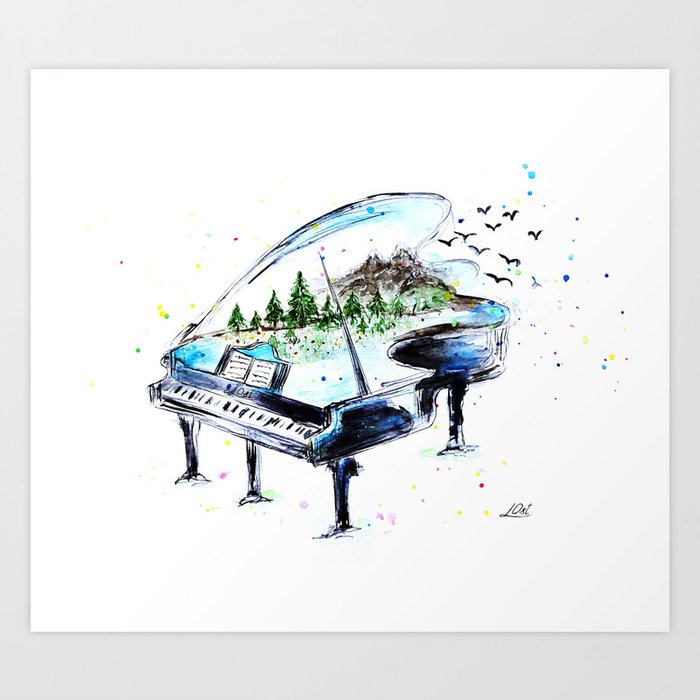 Piano with nature Art Print