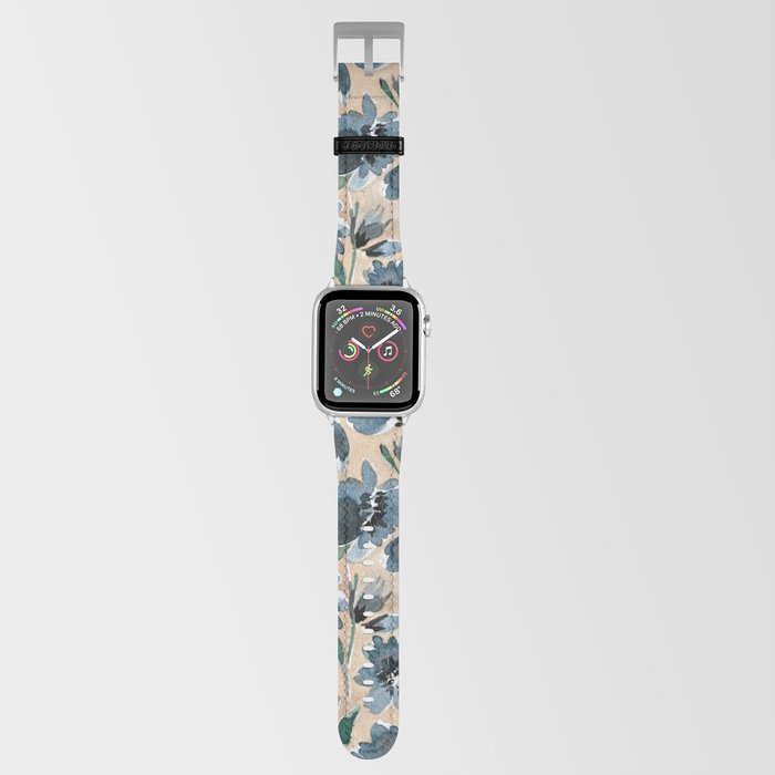 Hand Painted Watercolor Flowers Blue Flower Market Apple Watch Band