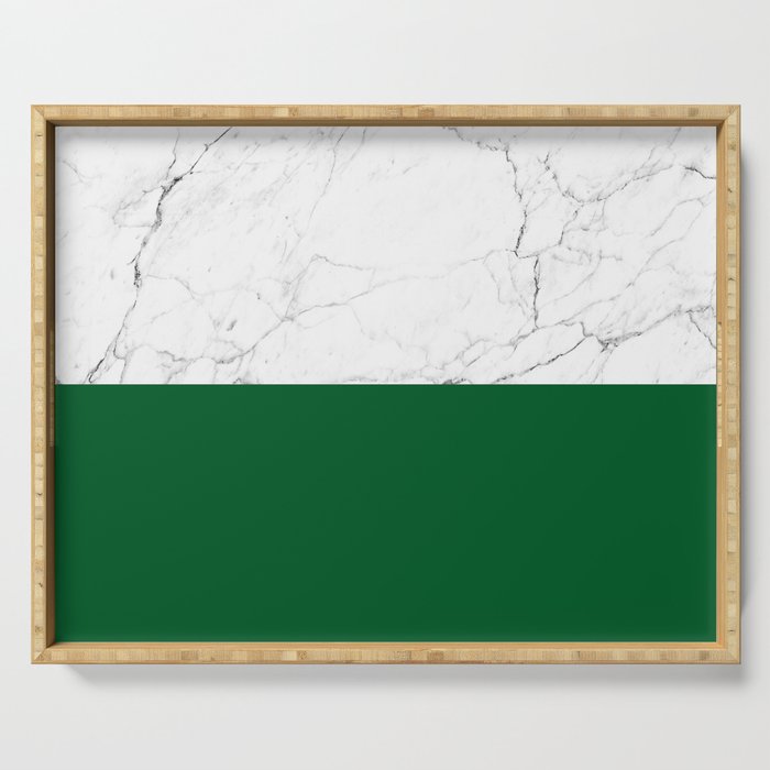 emerald green and white marble Serving Tray by Huntleigh Society6