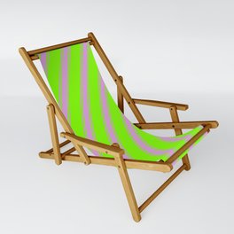 [ Thumbnail: Chartreuse & Plum Colored Striped/Lined Pattern Sling Chair ]