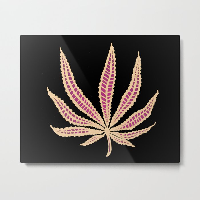Purple marijuana leaf cannabis weed tapestry minimalist pattern Metal Print