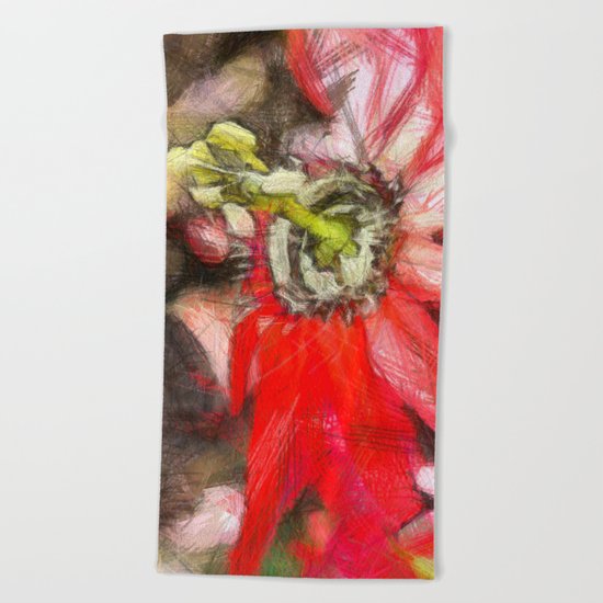 Popy variation 6th - pencil Beach Towel