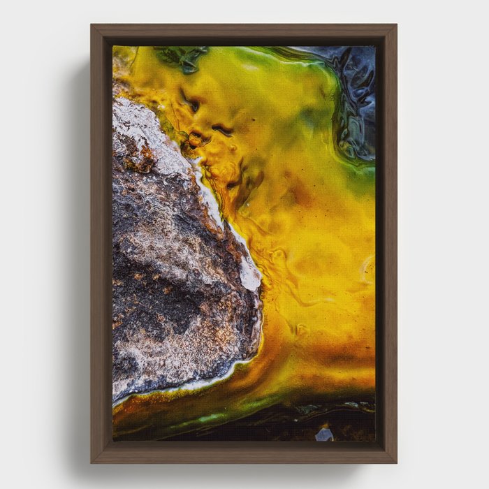 Abstract Colorful Geothermal Sulphur Deposits Framed Canvas