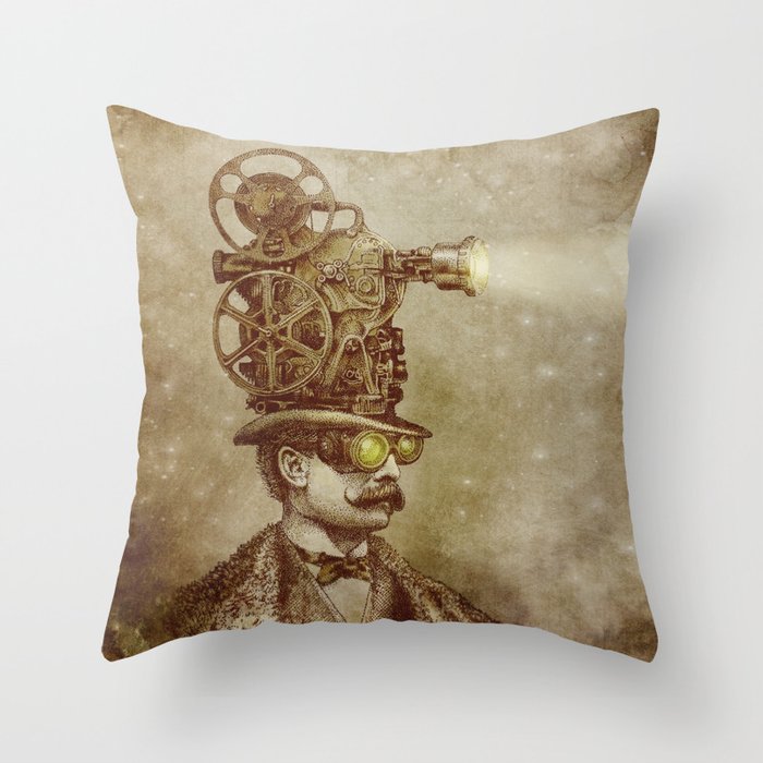 The Projectionist (sepia option) Throw Pillow