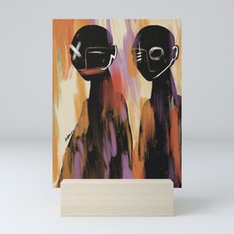People are strange faces black abstract Mini Art Print