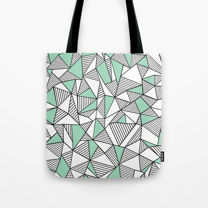 Abstraction Lines with Mint Blocks Tote Bag by Emeline | Society6