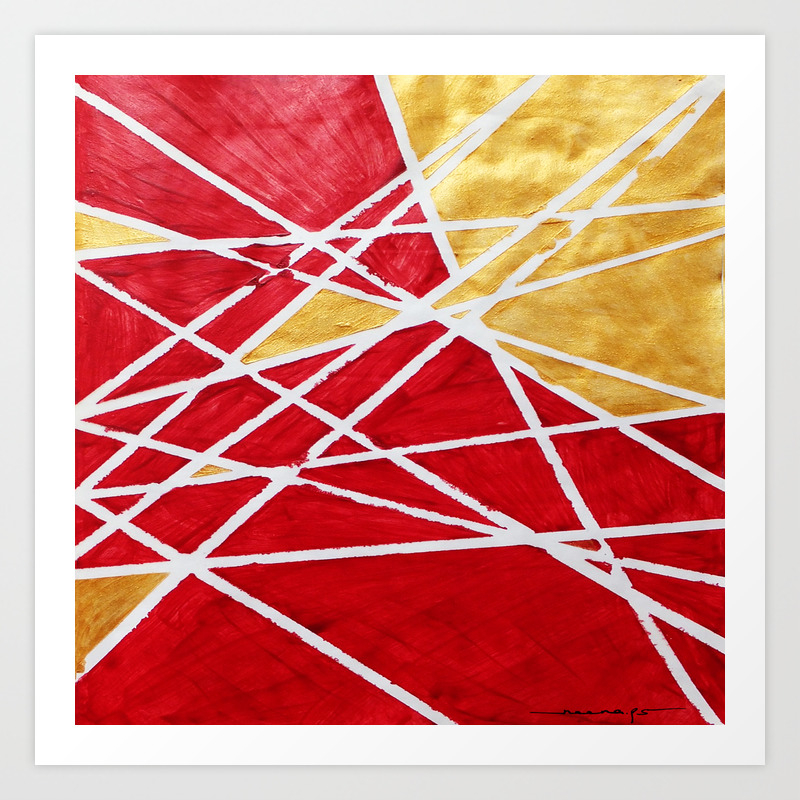 Golden Red Abstract Geometric Art 1 Art Print By Neenaps Society6