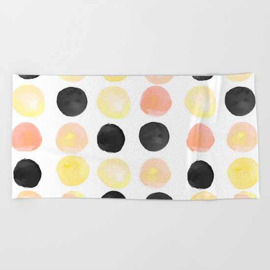 Peach + Coal Dots Beach Towel