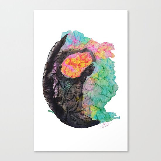 Pink doodle in circle Canvas Print