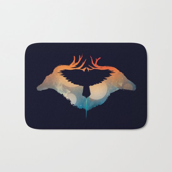 Night sky over savanna Bath Mat