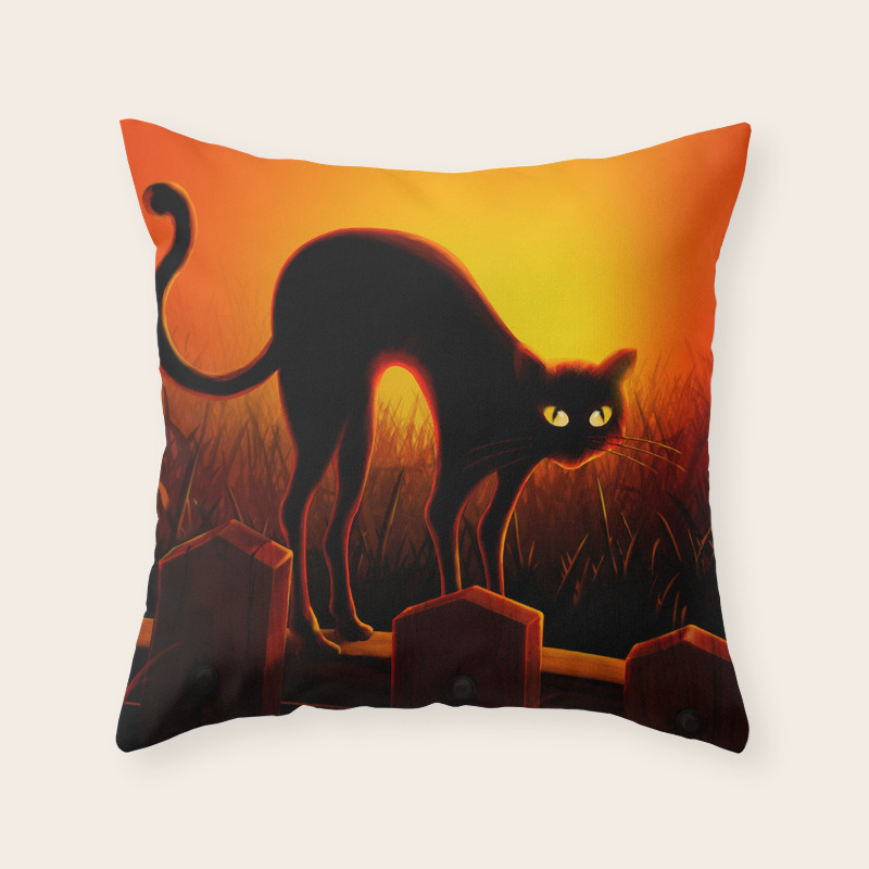 halloween black cat pillow
