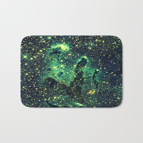 Galaxy NEBULa : Pillars of Creation Green Bath Mat