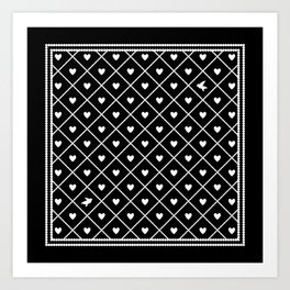 Never Far Away (colors: midnight moon) Art Print | Black and White, Love, Pattern, Graphicdesign, Animal 