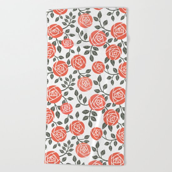 Retro roses Beach Towel