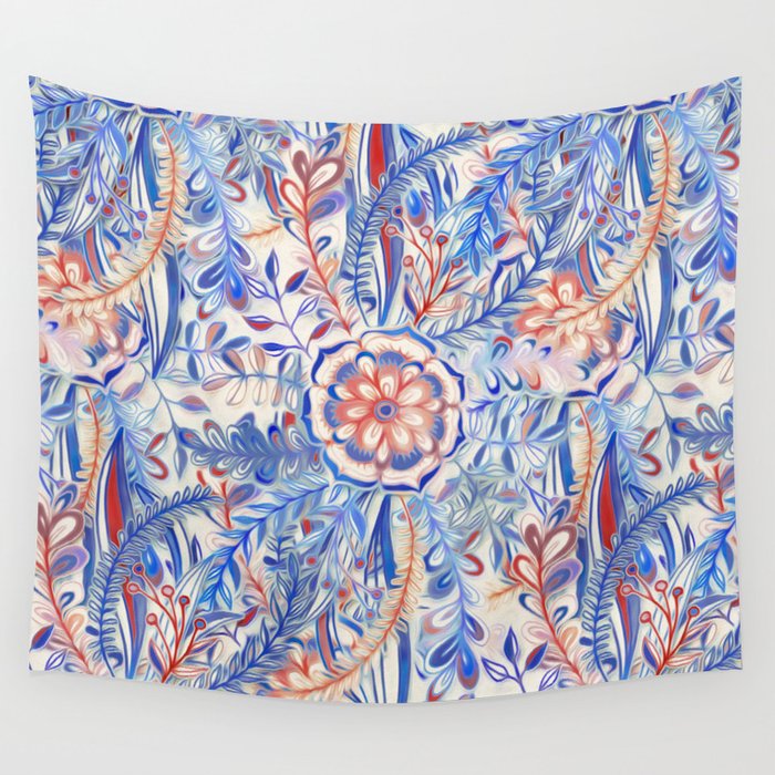 Red and clearance blue tapestry