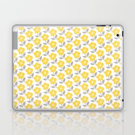 Yellow White Grey All Over Small Flower Floral Pattern Laptop & iPad Skin