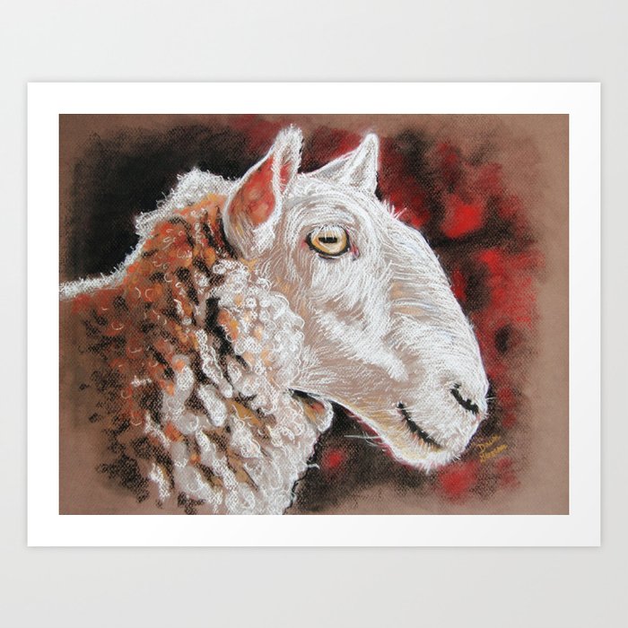 pastel drawing sheepish grin art print by dawnglesenerart society6