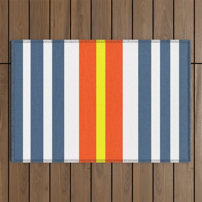 Mitchell Stripe Red White And Blue With Yellow Outdoor Rug