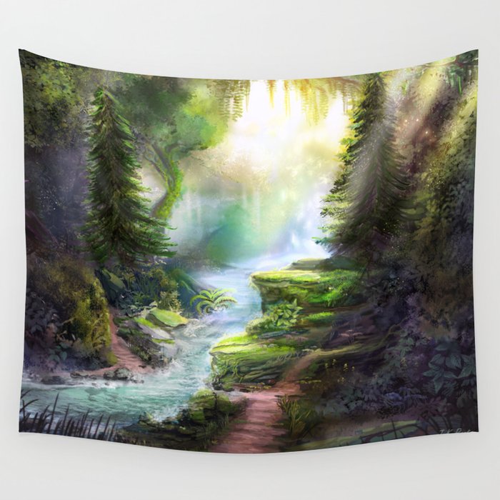 Magical Forest Stream Wall Tapestry By Jkroots Society6