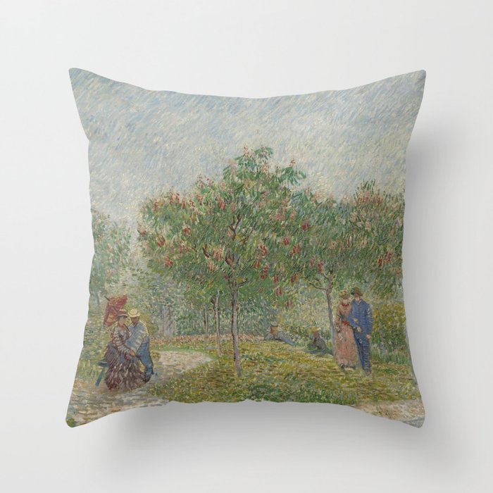 Garden with Courting Couples: Square Saint-Pierre Throw Pillow